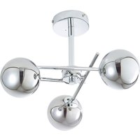 Spa Lindos 3-Light Semi-Flush Ceiling Light Smoke Glass and Chrome