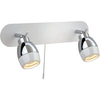 Firstlight Marine Modern Style 2-Light Wall Spotlight with On/Off Pull Cord Chrome and White