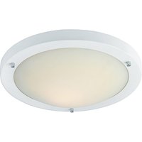 Firstlight Rondo Modern Style 31cm Flush Ceiling Light in Matte White and Opal Glass