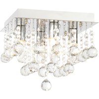 Spa Orlando 4-Light Flush Ceiling Light Crystal Glass and Chrome