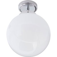 Spa Porto Single Globe Semi-Flush Ceiling Light Opal Glass and Chrome