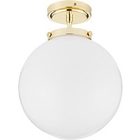 Spa Porto Single Globe Semi-Flush Ceiling Light Opal Glass and Brass
