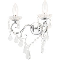 Spa Vela 2-Light Wall Light Crystal Glass and Chrome
