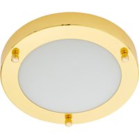 Spa 180mm Delphi LED Flush Ceiling Light 12W Cool White Opal Glass and Brass