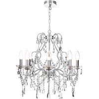 Spa Pro Annalee 8-Light Chandelier Crystal Glass and Chrome