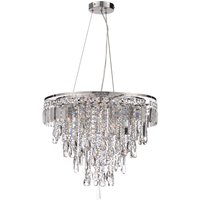 Spa Pro Bresna 6-Light Pendant Light Crystal Glass and Chrome