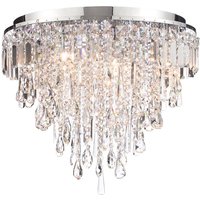 Spa Pro Bresna 6-Light Flush Ceiling Light Crystal Glass and Chrome