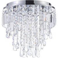 Spa Pro Bresna 350mm 3-Light Flush Ceiling Light Crystal Glass and Chrome