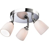 Firstlight Metro Modern Style 3-Light Flush Ceiling Light in Chrome and Porcelain
