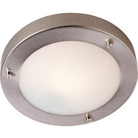 Firstlight Rondo Modern Style 18cm Flush Ceiling Light in Brushed Steel and Opal Glass