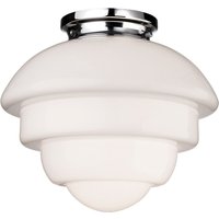 Firstlight Art Deco Classic 1930's Style Acorn Flush Ceiling Light in Chrome and Milky White Glass