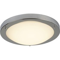 Searchlight 8702SS Flush Ceiling LED Light In Satin Silver With Glass - Width: 310mm