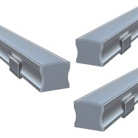 Pack of 3 Surface Mounted Aluminium LED Profiles, 15mm Deep and 2M Long