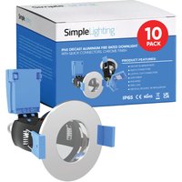Pack of 10 IP65 Fixed Shower Fire Rated Downlights in Chrome