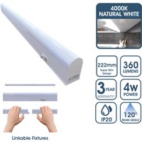 222mm, Linkable LED Ultraslim Under Cabinet Light Fitting - Natural White