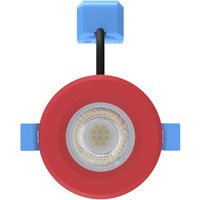 7w, Fixed IP65 Fire Rated LED Downlight - Red Bezel