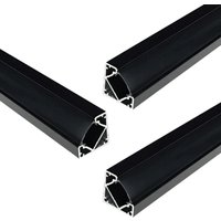 Pack of 3 Corner 48 Degree Black Aluminium Profiles, 2M