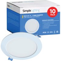 Pack of 10 Round 12w LED Panel Light, 170mm Diameter