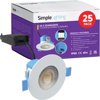 Pack of 25 6w, Colour Adjustable Fire Rated Downlights, White