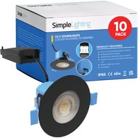 Pack of 10 6w,10 Fire Rated Downlights, Matt Black