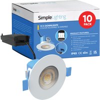 Pack of 10 6w, Colour Adjustable Fire Rated Downlights, White