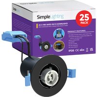Pack of 25 Matt Black GU10 Fire Rated Downlights