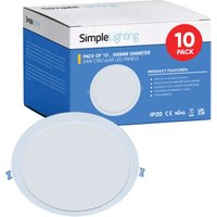 Pack of 10 Circular 24w LED Panel, 300mm Diameter