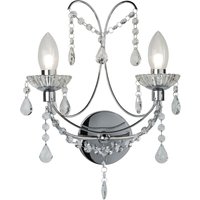 Autumn 2 Light Crystal Glass Bathroom Wall Light In Chrome
