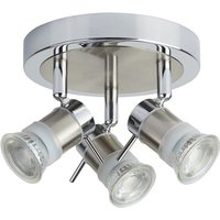 Aries LED IP44 3 Lights Spotlight In Chrome And Satin Silver